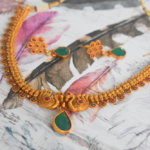 Peacock Necklace Set with Green and Ruby Stone