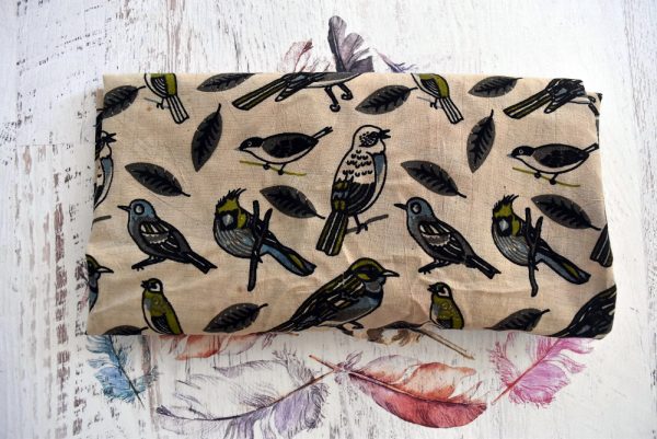 Green Bird Kalamkari Material