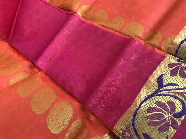 Orange Silk Pavadai Material (Up to 3 Yrs Old) - Image 3