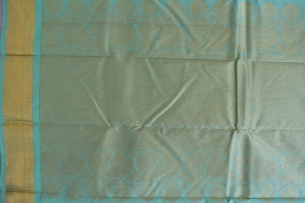 Pastel Green Soft Silk Saree with Small Border - Image 3