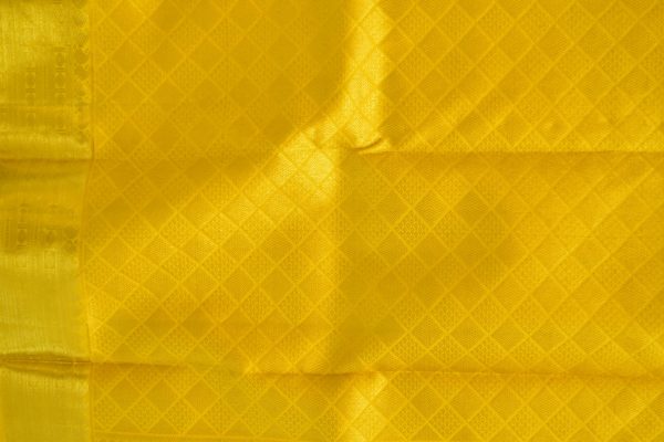Yellow Kanchipuram Silk Saree with Gold Motifs - Image 5