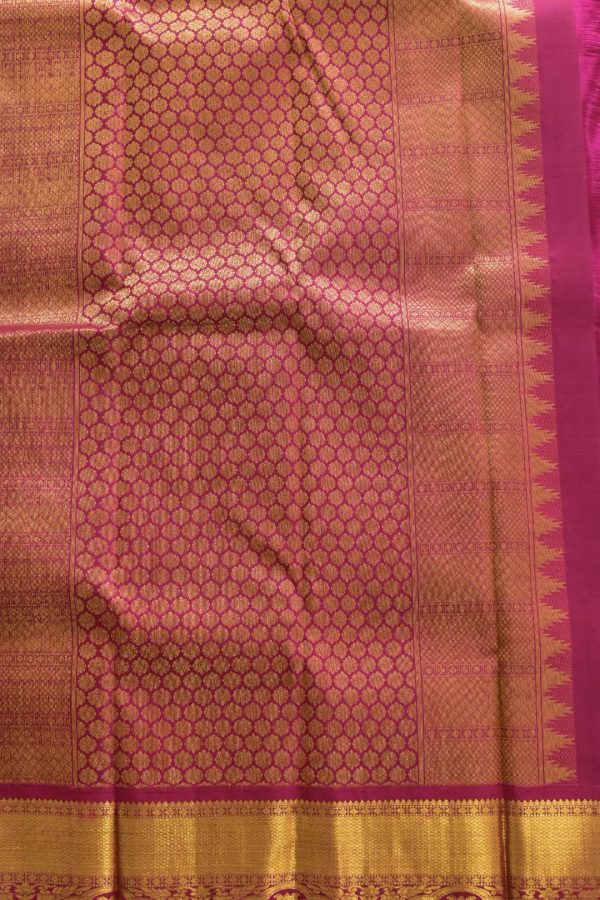 Dark Green Traditional and Pure Kanchipuram with Pink Blouse - Image 6