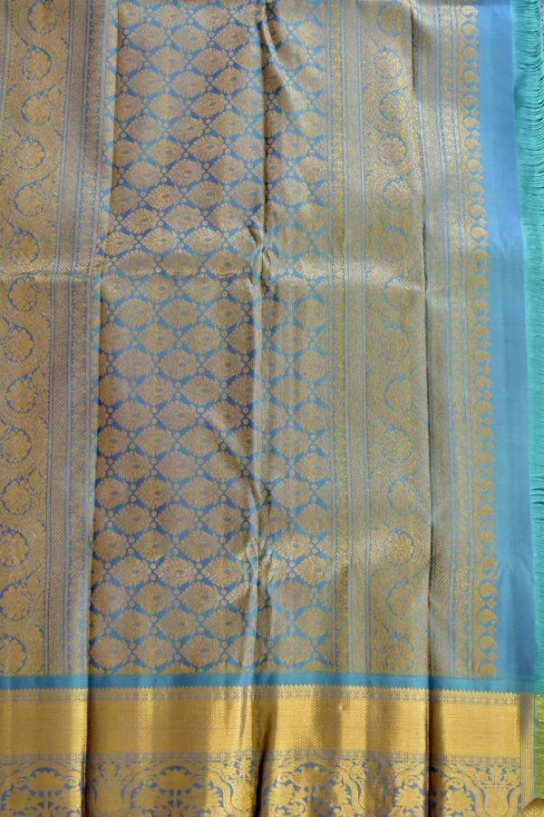 Lavender Kanchipuram Silk with Blue Contrast - Image 4