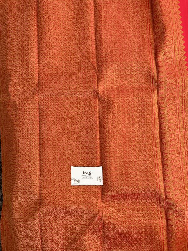 Chili Red Half & Half Pure Kanchipuram Silk Saree with Dual Body Design - Image 4