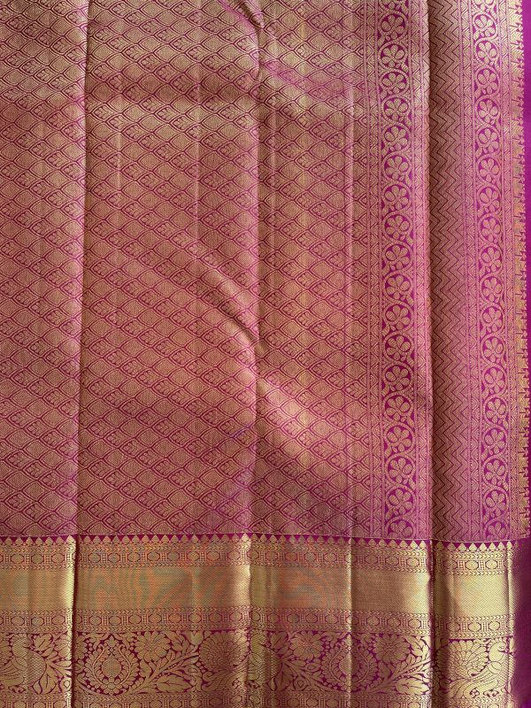 Dark Pink Pure Kanchipuram Silk Saree - Image 5