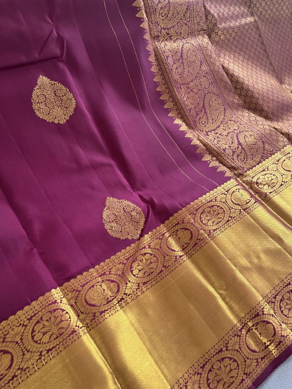 Plum Color Pure Kanchipuram Silk Saree - Image 3