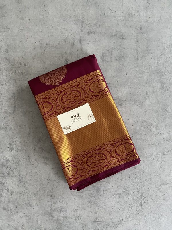 Plum Color Pure Kanchipuram Silk Saree