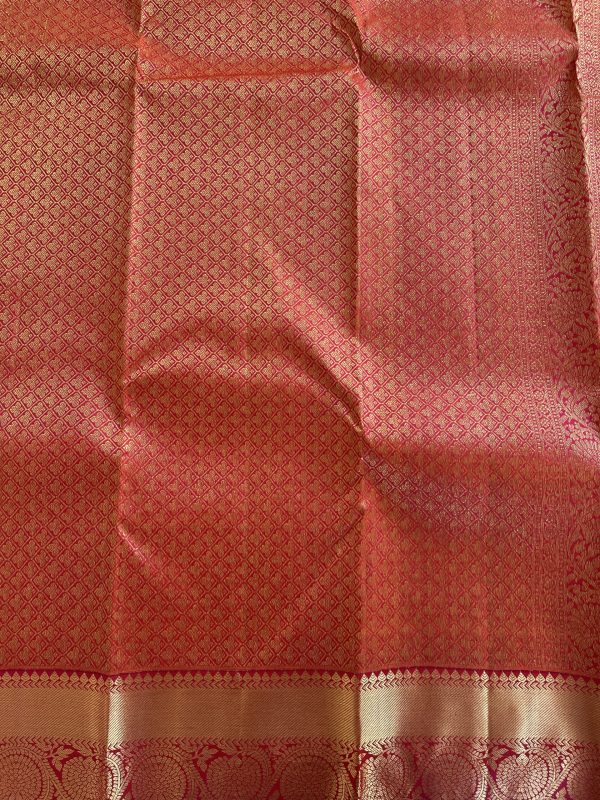 Dual Shade Pink Pure Kanchipuram Silk Saree - Image 4