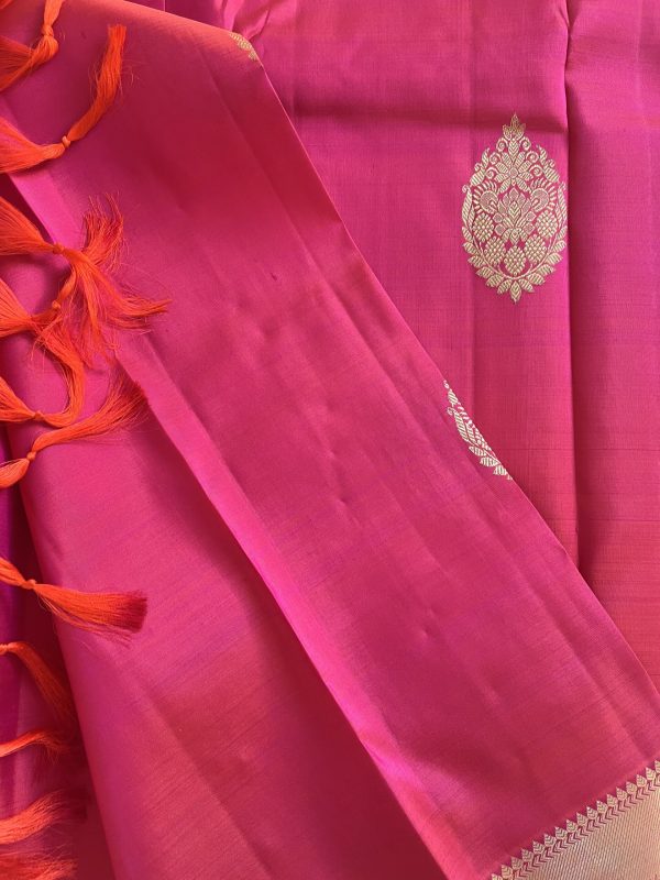 Dual Shade Pink Pure Kanchipuram Silk Saree - Image 3