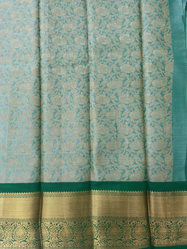Mauve Semi Silk Saree with Green Contrast - Image 4