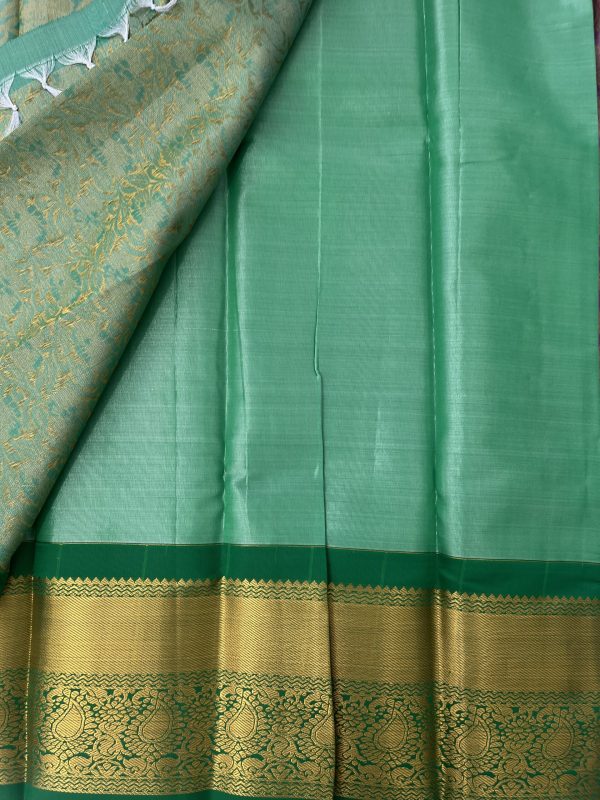Mauve Semi Silk Saree with Green Contrast - Image 3