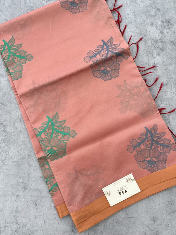 Rose Gold Soft Silk Printed Saree - Image 2