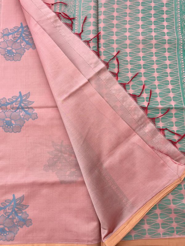 Rose Gold Soft Silk Printed Saree - Image 3