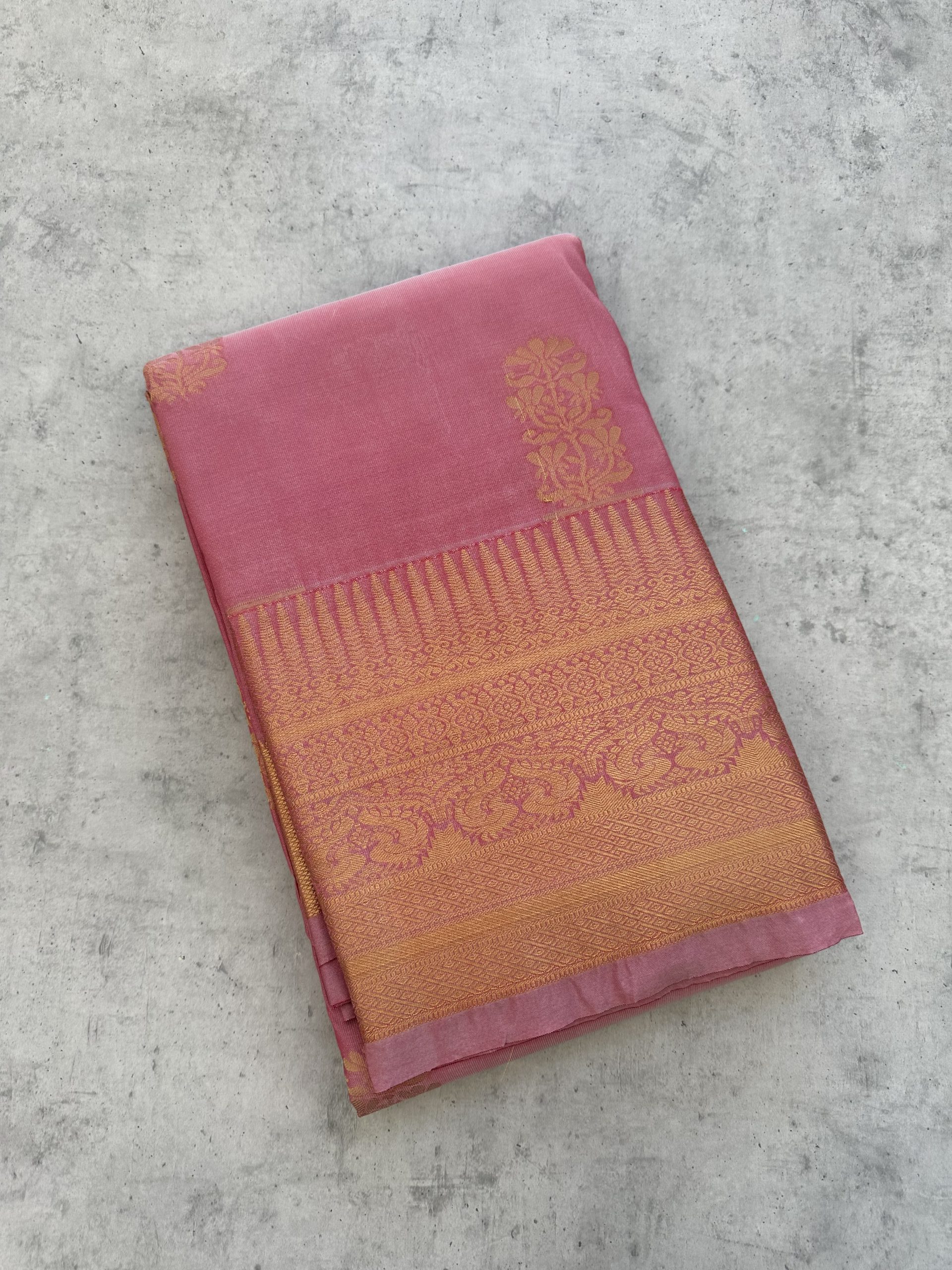 Onion Pink Soft Silk Saree with Zari Border