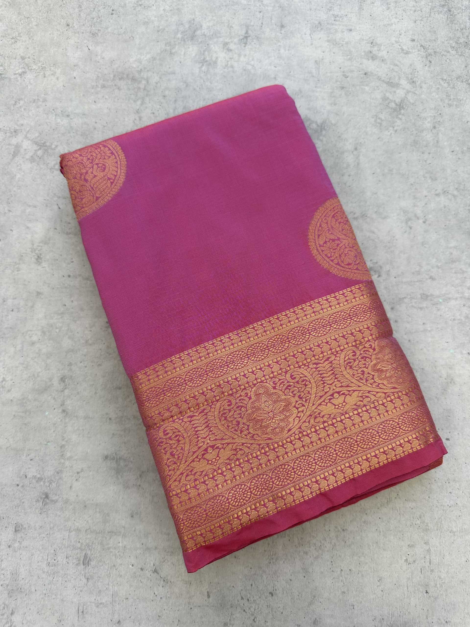 Dual Shade Pink Soft Silk Saree with Zari Border
