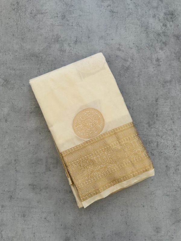Off White Soft Silk Saree with Zari Border
