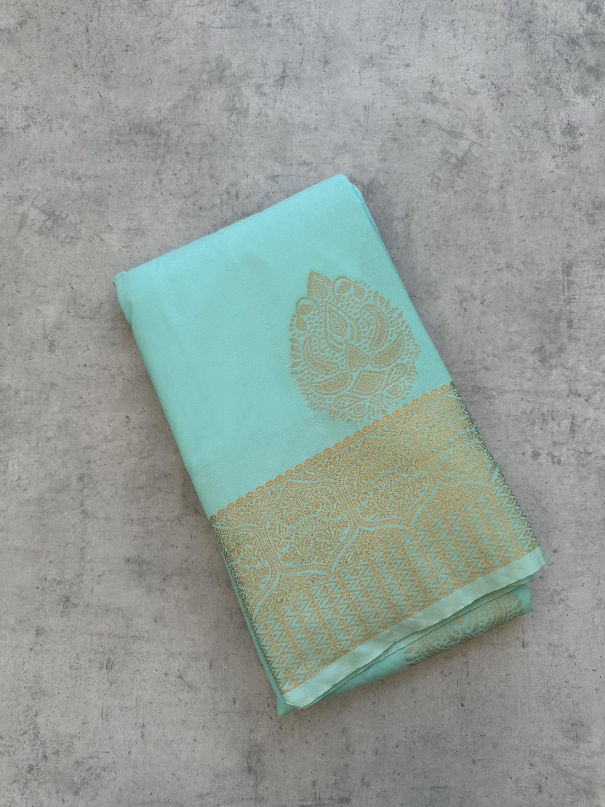 Pastel Sea Green Soft Silk Saree with Zari Border