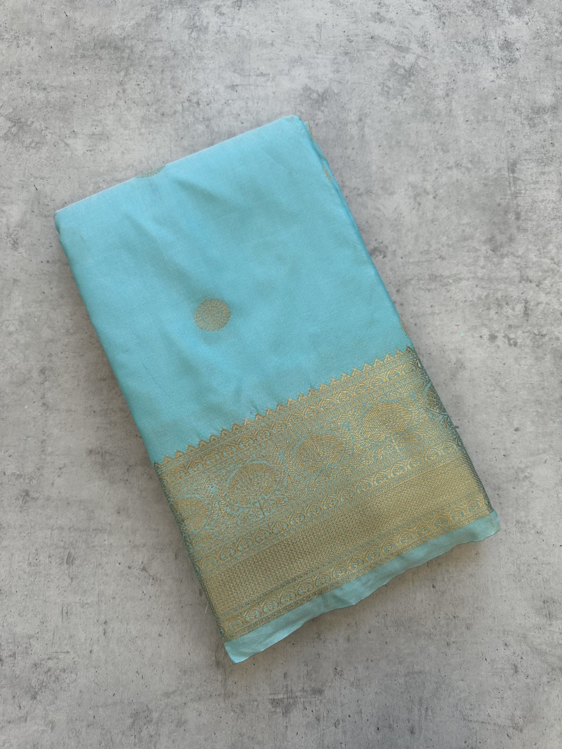 Sea Blue Soft Silk Saree with Zari Border