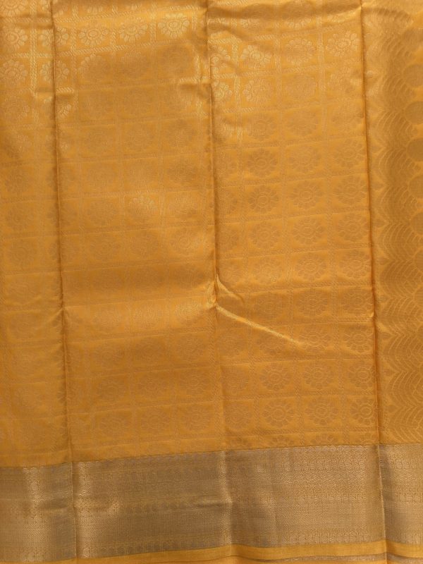 Yellow Soft Silk Saree with Zari Border - Image 3