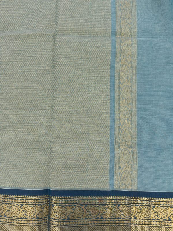 Ice Grey Kanchi Cotton with Contrast Border - Image 3