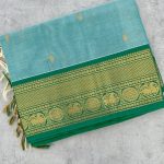 Pastel Sea Green Kanchi Cotton with Green Contrast Border