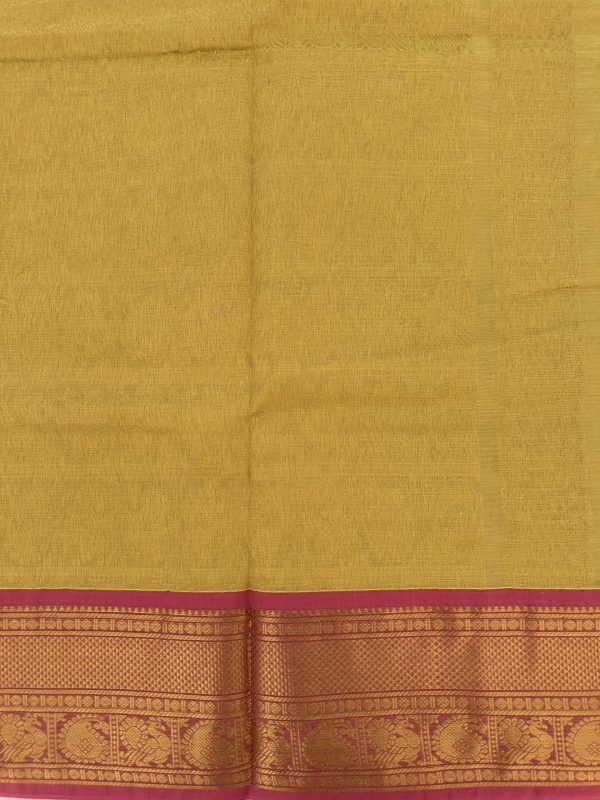 Light Yellow Kanchi Cotton with Pink Contrast Border - Image 3