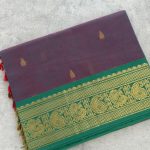 Dual Shade Kanchi Cotton with Green Contrast Border