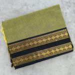Lime Green Kanchi Cotton with Dark Contrast Border