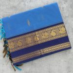 Blue Kanchi Cotton with Navy Contrast Border