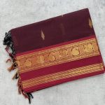 Maroon Kanchi Cotton with Pink Contrast Border
