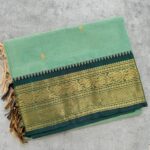 Pastel Sea Green Kanchi Cotton with Dark Green Border