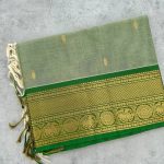 Olive Green Kanchi Cotton with Green Contrast Border