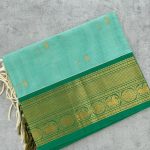 Sea Blue Kanchi Cotton with Green Border