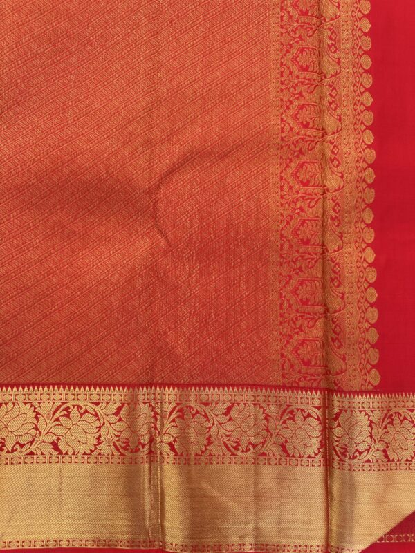 Chili Red Pure Kanchipuram Silk Border - Image 3