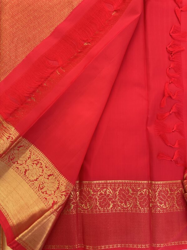 Chili Red Pure Kanchipuram Silk Border - Image 4