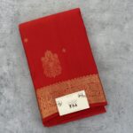 Rusted Red Pure Kanchipuram Silk Saree with Small Zari Border