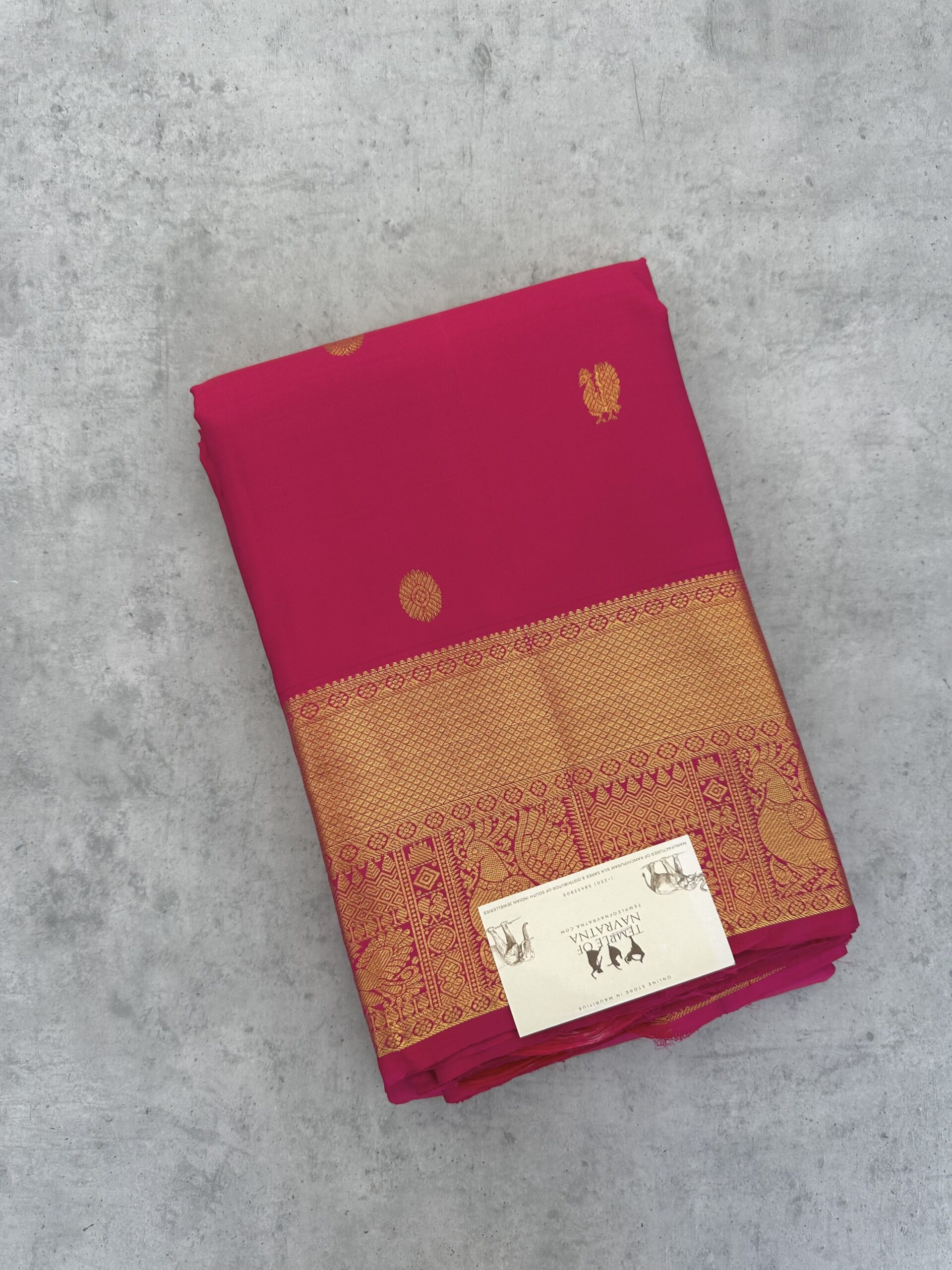 IMG_3609 Pink Pure Kanchipuram Silk Saree with Zari Border - Image 1