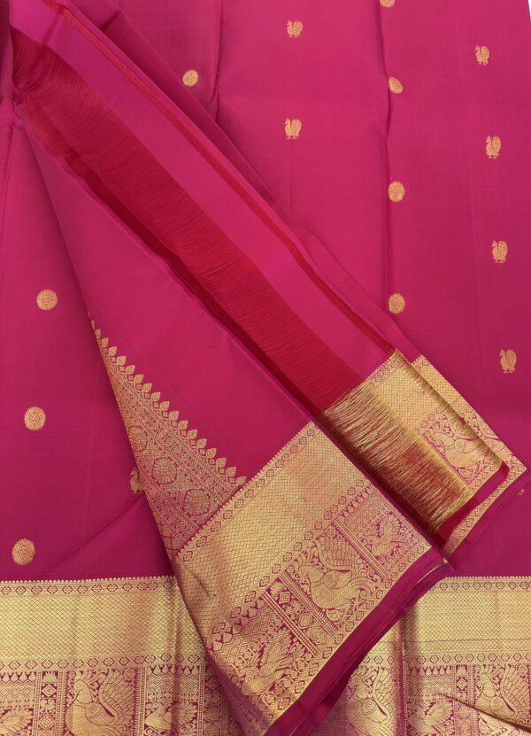 Pink Pure Kanchipuram Silk Saree with Zari Border - Image 5