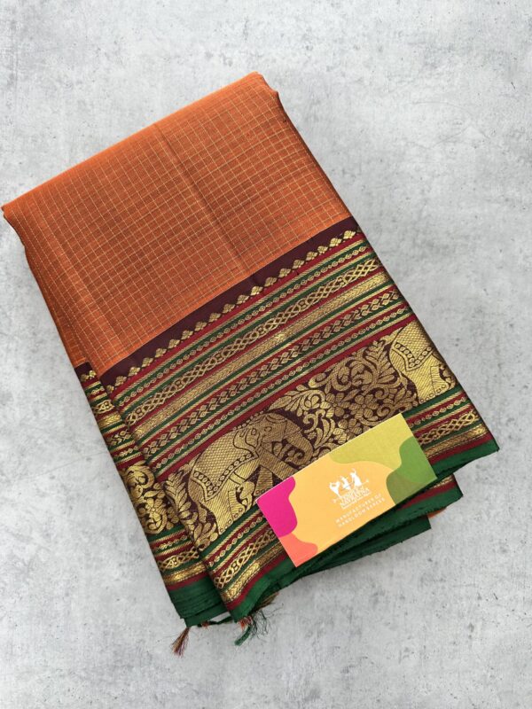 Rust Orange  Pure Kanchipuram with Traditional Zari Border